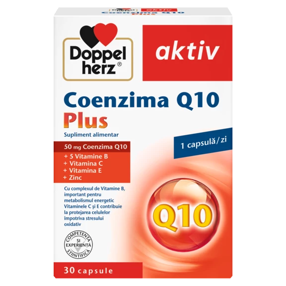 Illustration of the product packaging Doppelherz aktiv Coenzima Q10 Plus front view